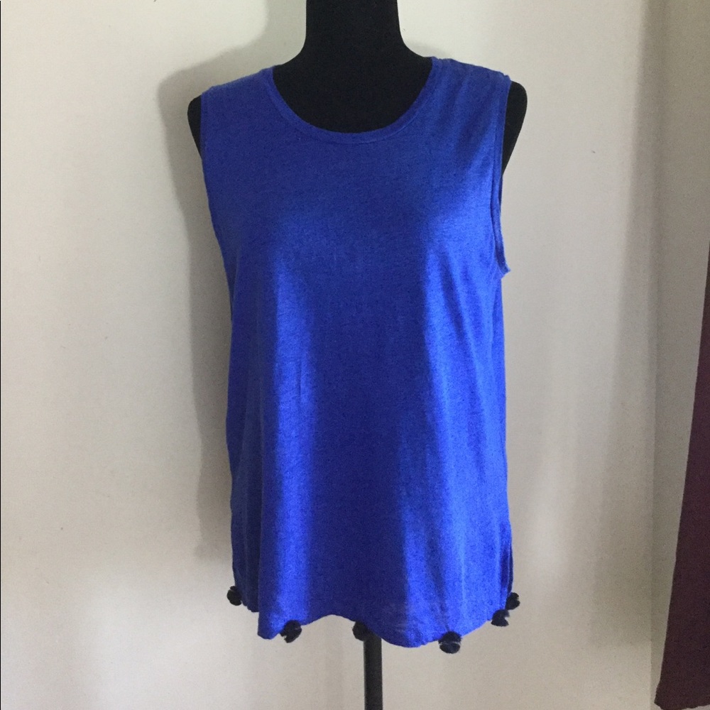J. Crew Linen Pom Pom Tank